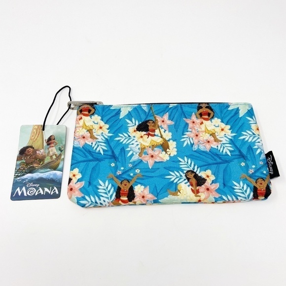 LOUNGEFLY | Moana Blue Floral Print Nylon Pouch - Picture 1 of 5